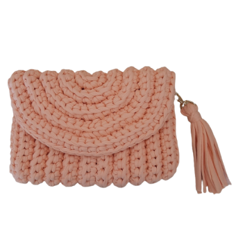 Bolsa de crochê aba redonda 
